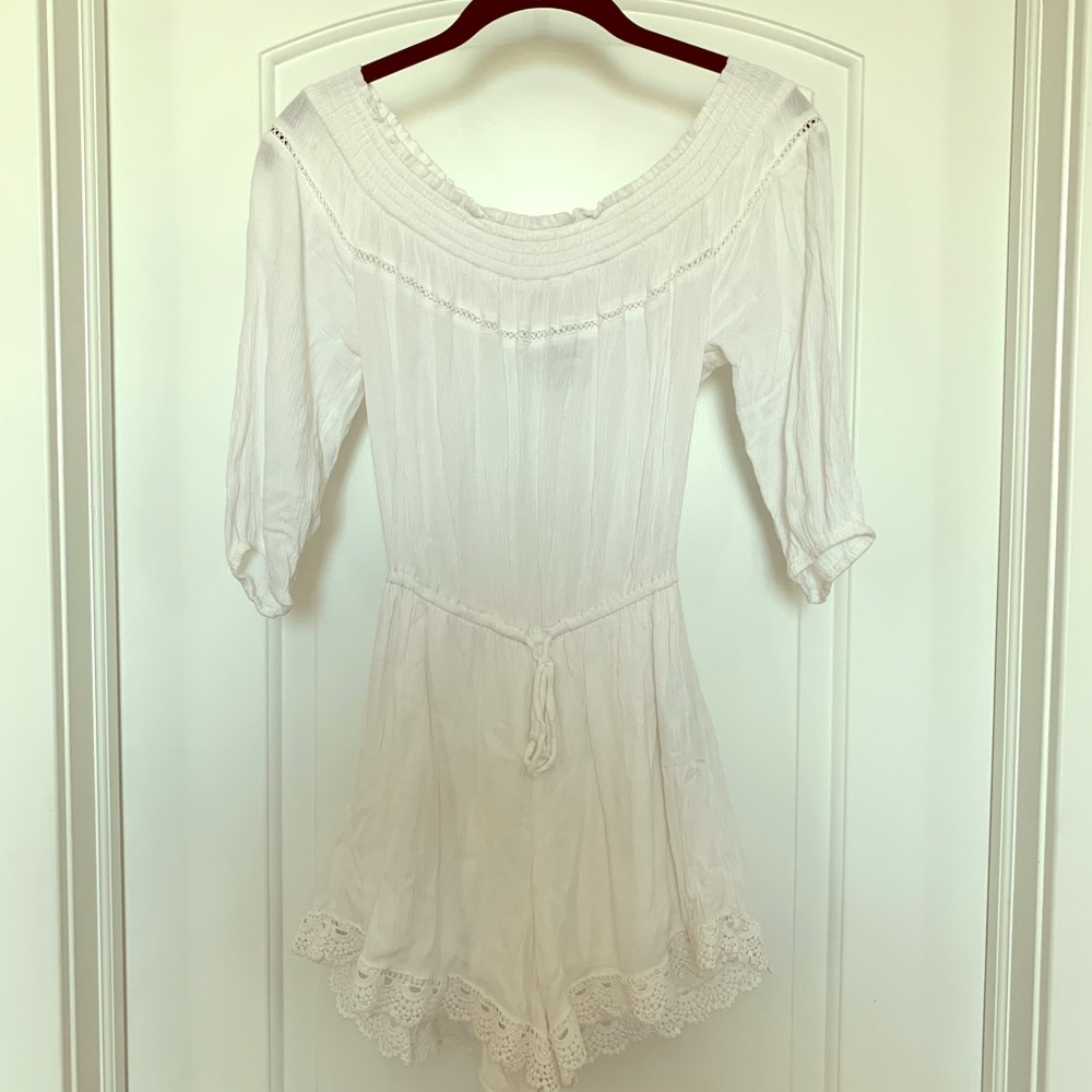 White and lace AF romper! Worn once!